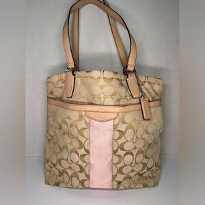 Coach Beige and Pink Signature Tote